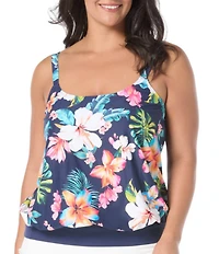 Beach House Plus Size Vibrant Vacay Sarah Blouson Tankini Swim Top