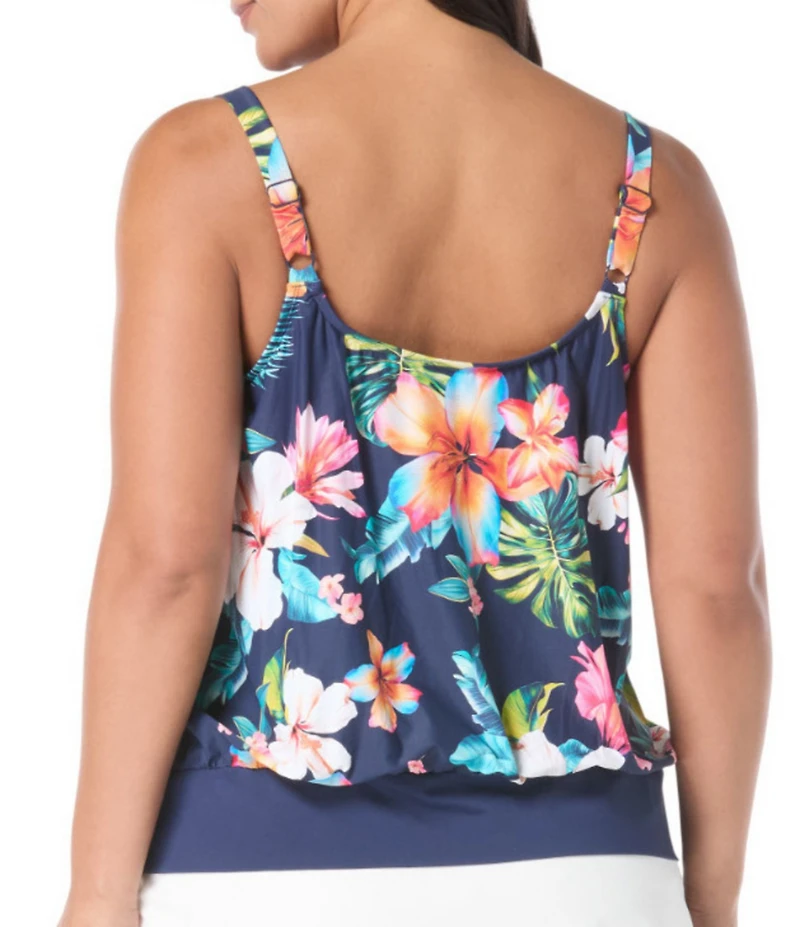 Beach House Plus Size Vibrant Vacay Sarah Blouson Tankini Swim Top