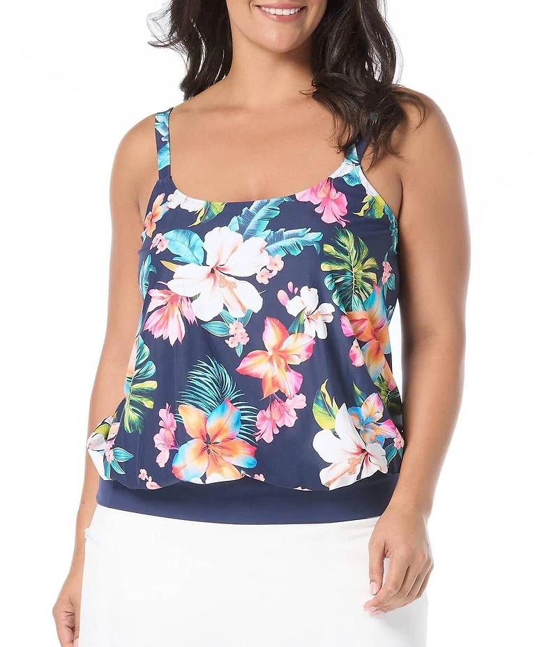 Beach House Plus Size Vibrant Vacay Sarah Blouson Tankini Swim Top