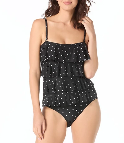 Beach House Sailor Dot Underwire Tiered Ruffle One Piece Swimsuit