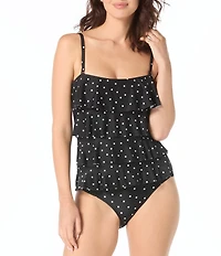 Beach House Sailor Dot Underwire Tiered Ruffle One Piece Swimsuit