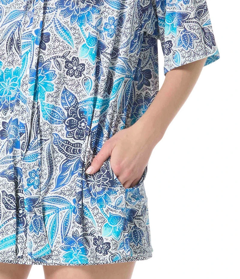 Beach House Samoan Floral Harper Button Front Shirt Swim Cover-Up