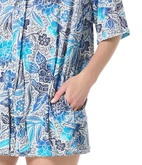 Beach House Samoan Floral Harper Button Front Shirt Swim Cover-Up