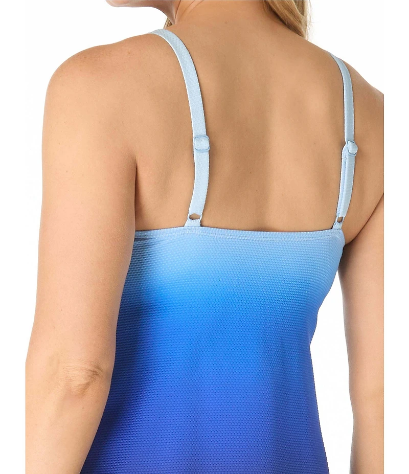 Beach House Sea View Pique Blair Ombre High Neck Tankini Swim Top