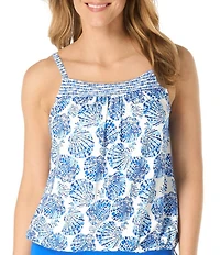 Beach House Shoreline Shells Audrey Square Neck Blouson Tankini Swim Top