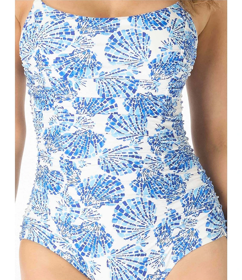 Beach House Shoreline Shells Sloane Scoop Neck Underwire One Piece Swimsuit