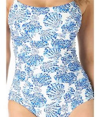 Beach House Shoreline Shells Sloane Scoop Neck Underwire One Piece Swimsuit