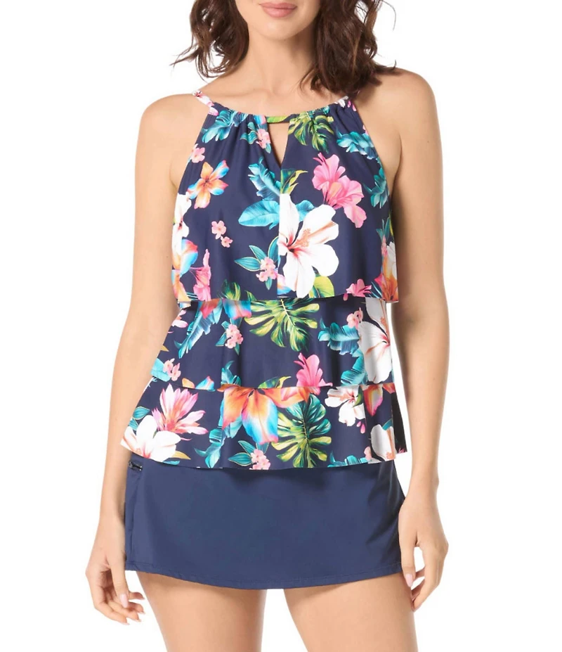 Beach House Vibrant Vacay Jaclyn Tiered Ruffle Tankini Swim Top