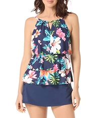 Beach House Vibrant Vacay Jaclyn Tiered Ruffle Tankini Swim Top