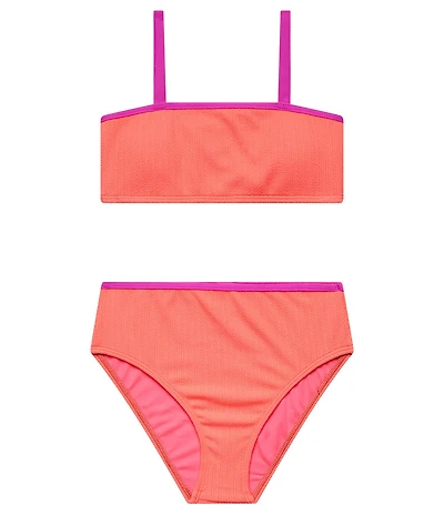 Beach Lingo Big Girl Bandeau Bra And High Waist Bottom Tie Pool 2-Piece Swimsuit Set