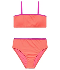 Beach Lingo Big Girl Bandeau Bra And High Waist Bottom Tie Pool 2-Piece Swimsuit Set