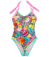 Beach Lingo Big Girls Fun Fruit Print Texture One-Piece Swimsuit