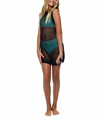 Beach Lingo Big Girls Sleeveless Knit Crocheted Swim Coverup