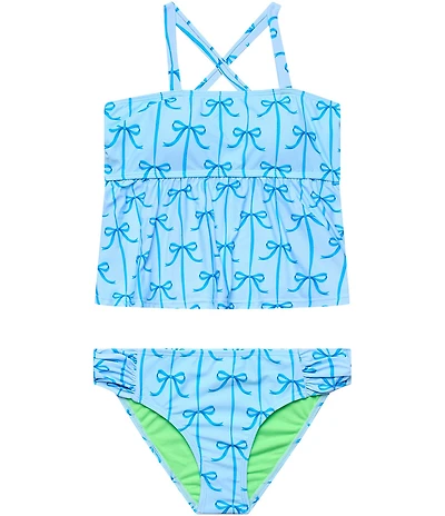 Beach Lingo Big Girls Bow Print Bandeau Tankini & Hipster 2-Piece Swimsuit