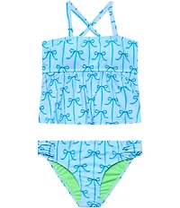 Beach Lingo Big Girls Bow Print Bandeau Tankini & Hipster 2-Piece Swimsuit