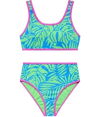 Beach Lingo Big Girls Bralette Crop Hight Waist Bottom Palm Beach Two-Piece Swimsuit