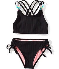 Beach Lingo Big Girls Candy Girl Beaded Bralette With Hipster Bottom 2 Piece Set