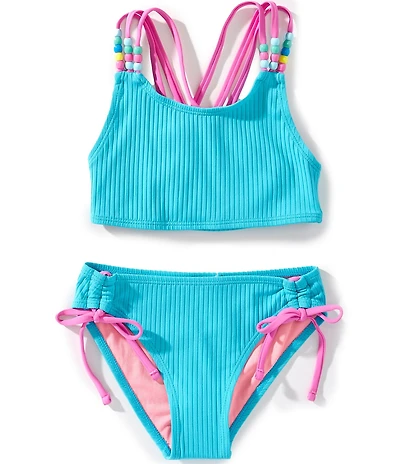 Beach Lingo Big Girls Candy Girl Beaded Bralette With Hipster Bottom 2 Piece Set