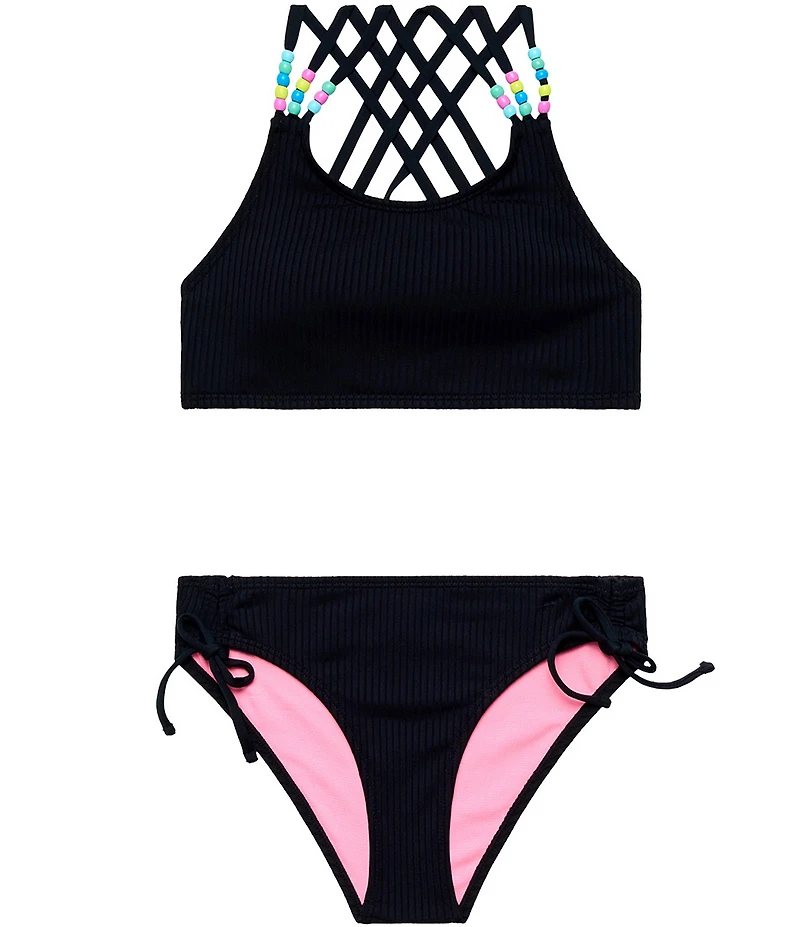Beach Lingo Big Girls Candy Girl Beaded Bralette With Hipster Bottom 2 Piece Set