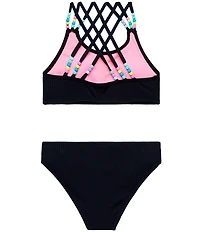 Beach Lingo Big Girls Candy Girl Beaded Bralette With Hipster Bottom 2 Piece Set