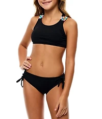 Beach Lingo Big Girls Candy Girl Beaded Bralette With Hipster Bottom 2 Piece Set