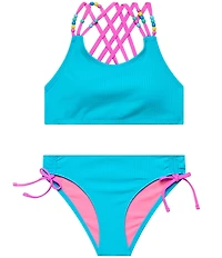 Beach Lingo Big Girls Candy Girl Beaded Bralette With Hipster Bottom 2 Piece Set