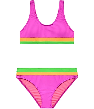 Beach Lingo Big Girls Colorblock Bralette & Hipster 2-Piece Swimsuit