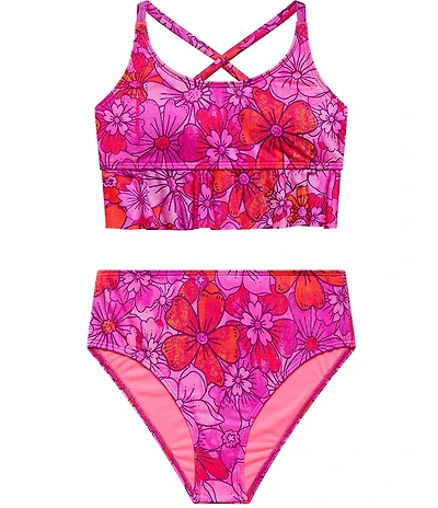 Beach Lingo Big Girls Cross Back Rem, Cup Ruffle Bralette Sweet & Spicy 2-Piece Set