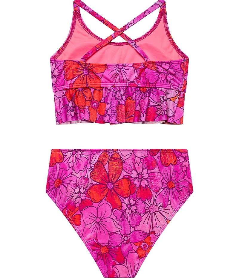 Beach Lingo Big Girls Cross Back Rem, Cup Ruffle Bralette Sweet & Spicy 2-Piece Set