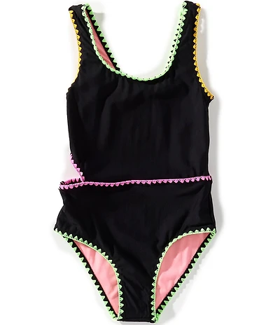 Beach Lingo Big Girls Cutout One-Piece Whipstitch Swimsuit