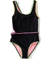 Beach Lingo Big Girls Cutout One-Piece Whipstitch Swimsuit