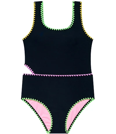 Beach Lingo Big Girls Cutout One-Piece Whipstitch Swimsuit