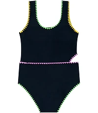 Beach Lingo Big Girls Cutout One-Piece Whipstitch Swimsuit