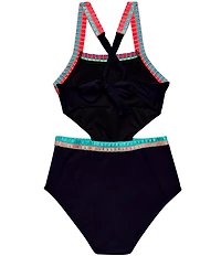Beach Lingo Big Girls Embroidered Square Neck One-Piece