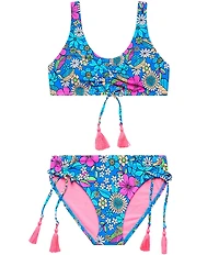 Beach Lingo Big Girls Floral Bikini With Hipster Tassel Electric Ave 2-Piece Swimsuit