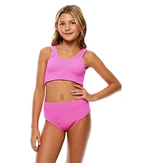 Beach Lingo Big Girls Longline Crop Bralette 2-Piece Swimsuit Set