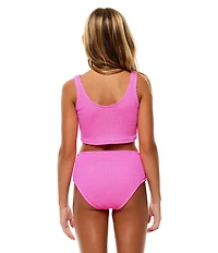 Beach Lingo Big Girls Longline Crop Bralette 2-Piece Swimsuit Set