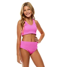 Beach Lingo Big Girls Longline Crop Bralette 2-Piece Swimsuit Set