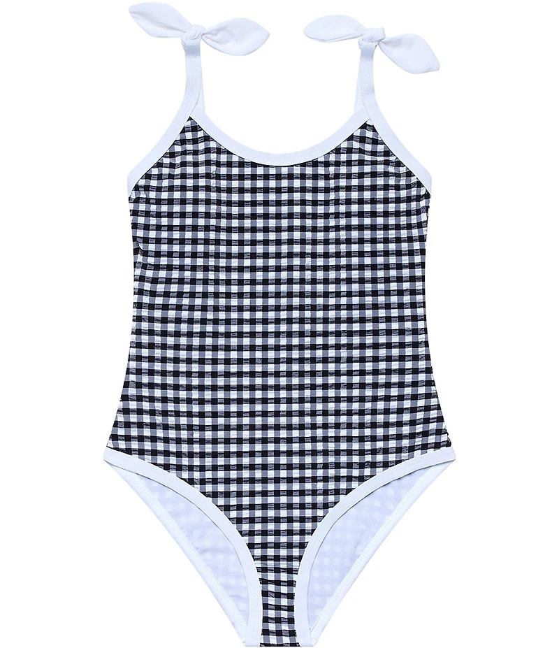 Beach Lingo Big Girls Seersucker Gingham One-Piece Swimsuit