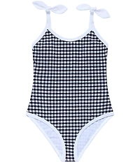 Beach Lingo Big Girls Seersucker Gingham One-Piece Swimsuit