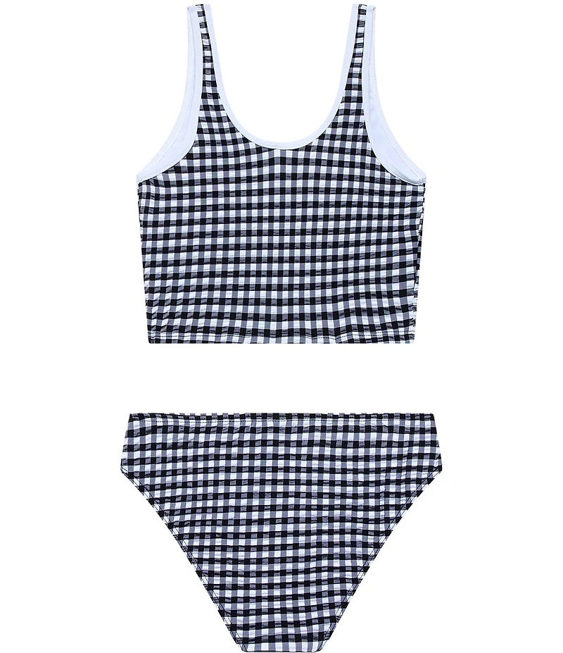 Beach Lingo Big Girls Seersucker Gingham Tankini & Matching Hipster 2-Piece Swimsuit