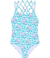 Beach Lingo Big Girls Spaghetti Strap Allover Bow Print One-Piece Swimsuit