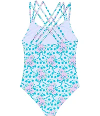 Beach Lingo Big Girls Spaghetti Strap Allover Bow Print One-Piece Swimsuit