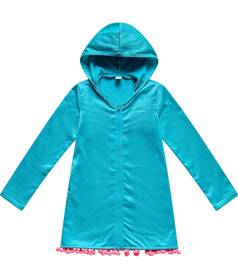 Beach Lingo Little Girl Hoodie Pom Poms Cover Me In Sunshine Coverup Tunic