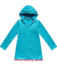 Beach Lingo Little Girl Hoodie Pom Poms Cover Me In Sunshine Coverup Tunic
