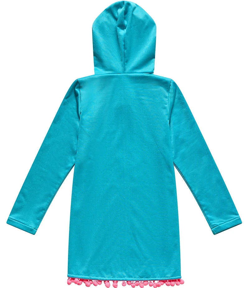 Beach Lingo Little Girl Hoodie Pom Poms Cover Me In Sunshine Coverup Tunic