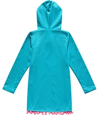 Beach Lingo Little Girl Hoodie Pom Poms Cover Me In Sunshine Coverup Tunic