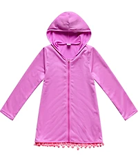 Beach Lingo Little Girl Hoodie Pom Poms Cover Me In Sunshine Coverup Tunic