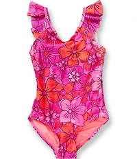 Beach Lingo Little Girl Scoop Neck Ruffle Strap One-Piece Swimsuit