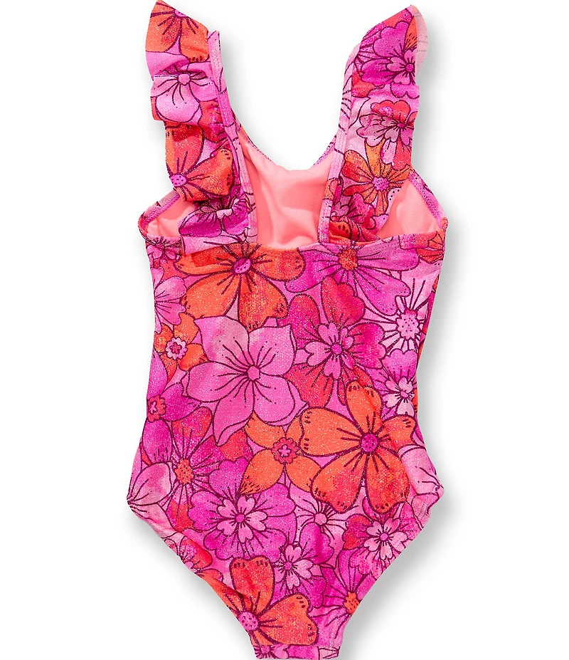 Beach Lingo Little Girl Scoop Neck Ruffle Strap One-Piece Swimsuit